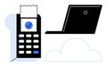 Digital Payments and Cloud Computing Concept with Laptop and POS Terminal Royalty Free Stock Photo