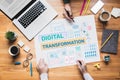 Digital transformation or business online concepts with young person thinking and planning platform ideas.communication design Royalty Free Stock Photo