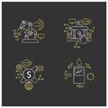 Digital transformation chalk icons set Royalty Free Stock Photo