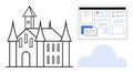 Digital Transformation Concept Featuring a Castle and Cloud-Based Virtual Platforms Royalty Free Stock Photo