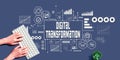 Digital Transformation concept with person using pc keyboard Royalty Free Stock Photo
