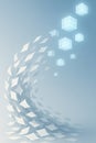 Digital transformation concept showing floating paper sheets morphing into glowing cubes, symbolizing data digitization, document Royalty Free Stock Photo