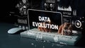Digital Transformation and Data Evolution Concept with Keyboard and Data Visualization Background. Asymptotic smart data Royalty Free Stock Photo