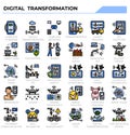 Digital transformation and disruption icon set