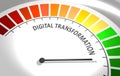 Digitilization level meter. Social and technology concept. 3D illustration