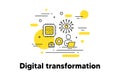 Digital transformation line icon. Artificial intelligence concept illustration. Recruiting and hire employee. Vector