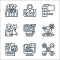 Digital transformation line icons. linear set. quality vector line set such as data classification, digital services, long term