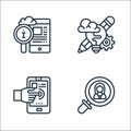 digital transformation line icons. linear set. quality vector line set such as focusing, interactive, de