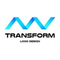 Digital transformation. Logo design. Blue wave. vector