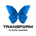 Digital transformation. Logo design. Polygonal color butterfly. vector