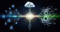 Digital transformation network connecting cloud computing data processing futuristic technology artificial intelligence and Royalty Free Stock Photo