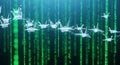 Digital Transformation Origami Cranes Flying Through Binary Code Matrix Royalty Free Stock Photo
