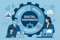 Digital transformation wheel showing people, process, and technology connection, AI generated Royalty Free Stock Photo