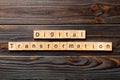 Digital transformation word written on wood block. digital transformation text on wooden table for your desing, concept Royalty Free Stock Photo