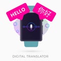 Digital translator - portable electronic device for quick translation using the online voice and sound recognition service. Royalty Free Stock Photo