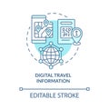 Digital travel information turquoise concept icon