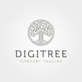 Digital tree circle logo vector symbol illustration design, line art tree technology design Royalty Free Stock Photo