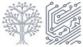 Digital Tree and Circuit Board Pattern for Tech Concepts, vector design Generative AI Royalty Free Stock Photo