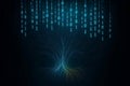 Digital Tree of Knowledge: Binary Code Data Streams and Neural Network Visualization Royalty Free Stock Photo