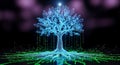 Digital Tree of Life with Binary Code and Network Connections Royalty Free Stock Photo