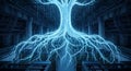 Digital Tree of Life in Data Center AI, Network, Growth, Connection, Future Royalty Free Stock Photo