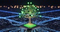 Digital Tree of Life Symbolizing Technology and Growth on a Circuit Board Background image photo Royalty Free Stock Photo