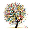 Digital tree logo colorful, code and program Royalty Free Stock Photo