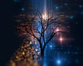 Digital tree on technology background illustration