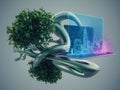 technology tree virtual image photo background Royalty Free Stock Photo