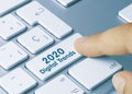 2020 Digital Trends - Inscription on Blue Keyboard Royalty Free Stock Photo