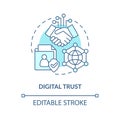 Digital trust turquoise concept icon