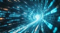 Digital Tunnel of Binary Code with a Bright Light at the End Royalty Free Stock Photo