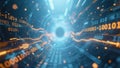 Digital tunnel with binary code and data streams Royalty Free Stock Photo
