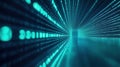 Digital tunnel with binary code flowing, futuristic technology concept Royalty Free Stock Photo