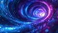 Digital Tunnel of Binary Code and Glowing Particles in Blue and Pink abstract data Royalty Free Stock Photo