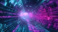 Digital tunnel connecting data blocks in cyberspace Royalty Free Stock Photo