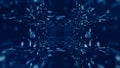 Digital tunnel of cyberspace moving forward with particles and digital data network connections future background concept