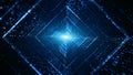 Digital tunnel of cyberspace with particles and lighting, Technology network connections abstract background concept
