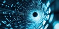 Digital tunnel of flowing light patterns creating a dynamic tech inspired abstract concept, AI Generative Royalty Free Stock Photo