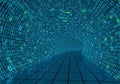 A digital tunnel formed by streams of binary code (0s and 1s) in Royalty Free Stock Photo