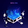 Digital Twin Technology Isometric Composition Royalty Free Stock Photo