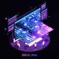 Digital Twin Technology Isometric Image Royalty Free Stock Photo