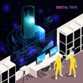 Digital Twin Technology Isometric Composition Royalty Free Stock Photo