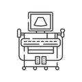 Digital ultrasonic diagnostic system line black icon. Examination of the abdominal cavity concept. Sign for web page, mobile app.