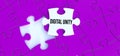 Digital Unity text message on puzzle. White piece puzzle and purple background 3D rendering Royalty Free Stock Photo
