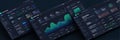 Digital User Interface Showcasing Analytics Dashboard Design With Vibrant Data Visualizations and Dark Theme Layout for Royalty Free Stock Photo