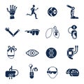 Bionics and artificial intelligence icon set