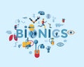 Bionics and artificial intelligence icon set