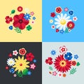 Digital vector blue flowers set Royalty Free Stock Photo