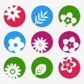 Digital vector blue flowers set icons Royalty Free Stock Photo